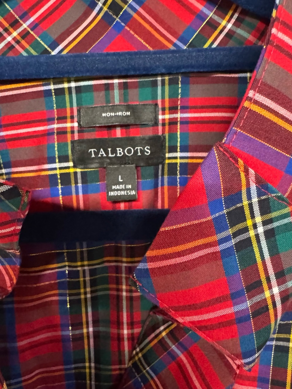 Talbots Red Tartan Plaid Popover Blouse L - Picture 3 of 5